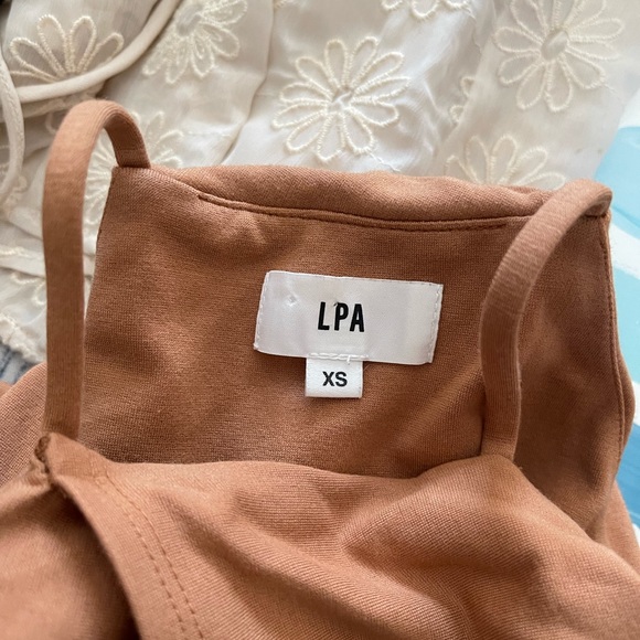 LPA Revolve Dress 161 Halter Midi Dress Ponte Knit Tan XS - Picture 6 of 6